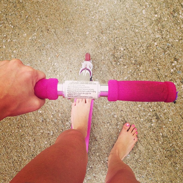 Risky. #razorscooter #pink #summer #pinktoes #sketchy #wobbly #oldschool